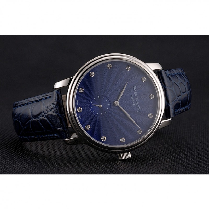 Patek Philippe Calatrava Replica Watch, Quartz, Japanese Movement, Blue Dial, Stainless Steel Case