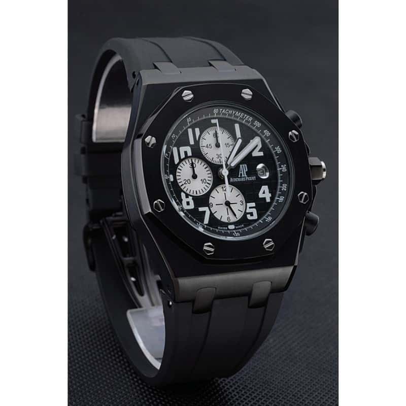 Audemars Piguet Royal Oak Offshore 3319 Replica Watch, Quartz Movement, Black Dial, Stainless Steel