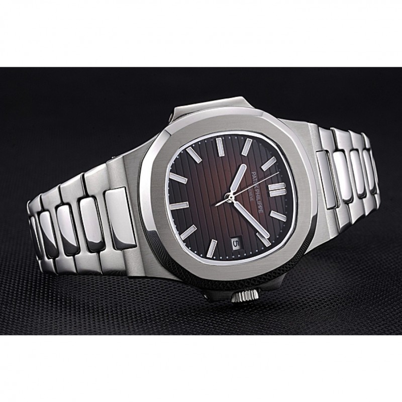 Patek Philippe Nautilus 622721 Automatic - Brushed Stainless Steel - Brown Dial - Replica Watch