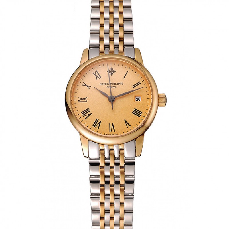 Patek Philippe Calatrava 1453826 Women's Replica Watch, Quartz Movement, Gold Dial, Sapphire