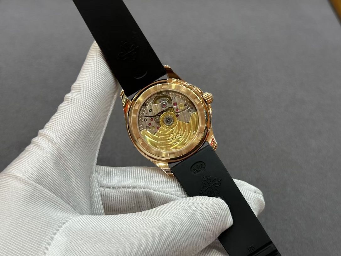 Aquanaut 5067A RG PPF 1:1 Best Edition Black Textured Dial on Black Rubber Strap Ronda Quartz