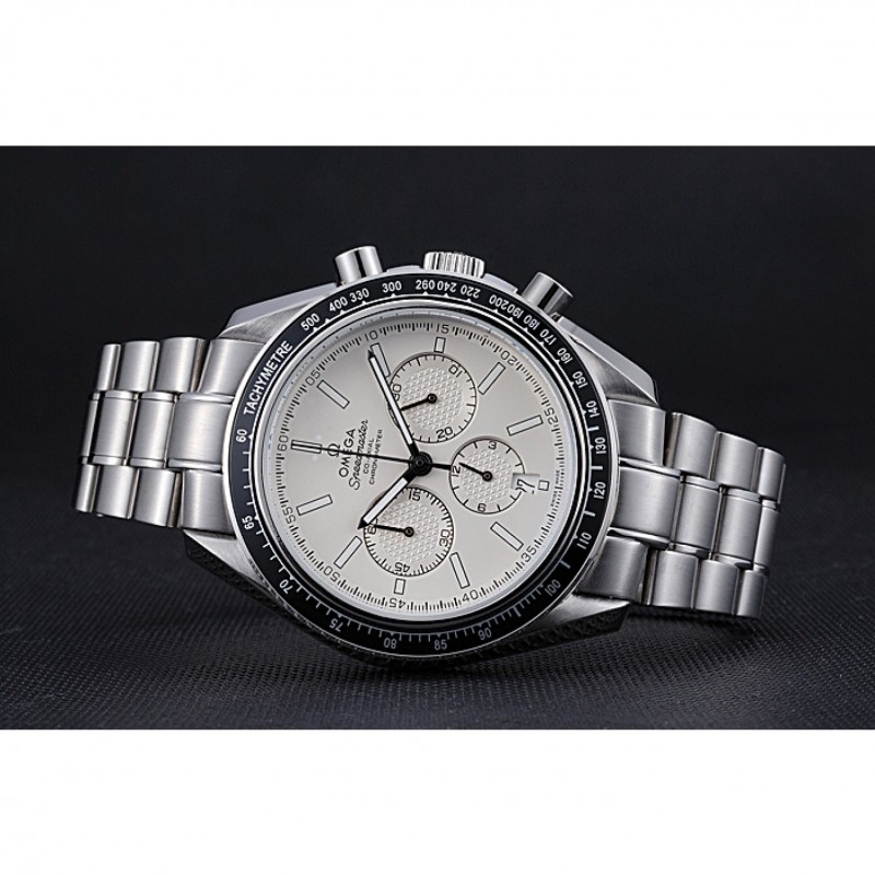 Omega Speedmaster Replica Watch, Automatic Kinetic Movement, White Dial, Brushed Steel Case, Model