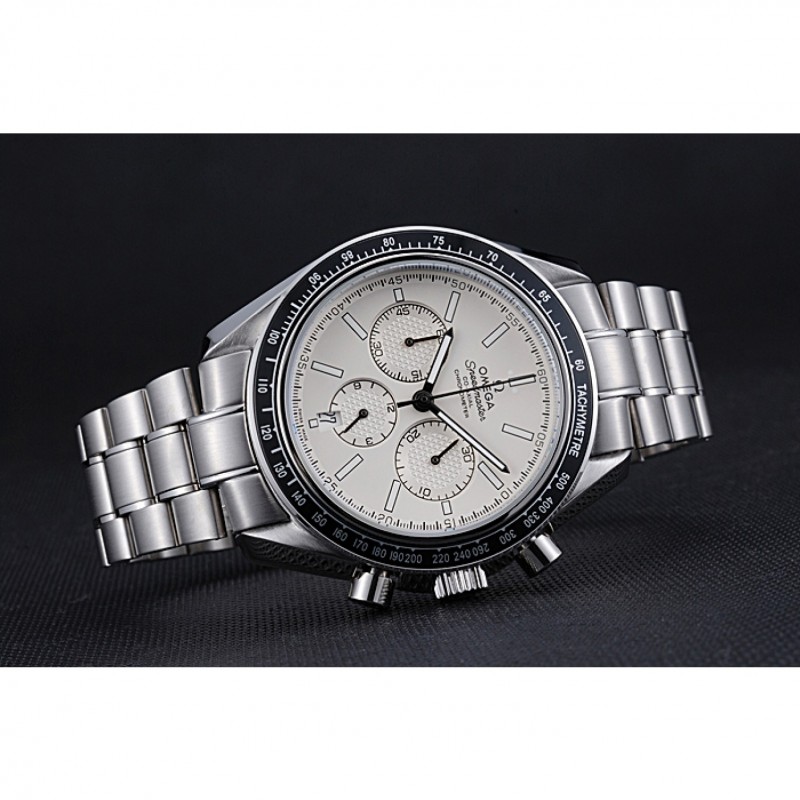 Omega Speedmaster Replica Watch, Automatic Kinetic Movement, White Dial, Brushed Steel Case, Model