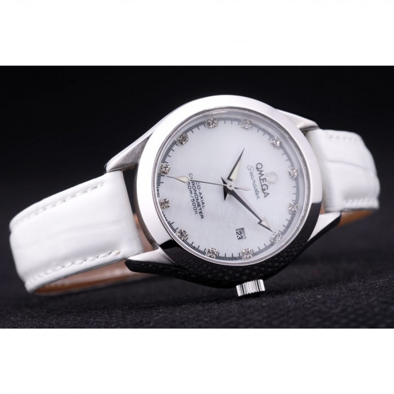 Omega Seamaster OM155 Quartz Watch, Japanese Quality, Polished Stainless Steel, White Dial, Women's