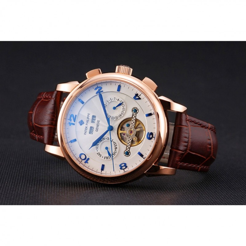 Patek Philippe Perpetual Complications Automatic 18k Rose-Gold Plated Case Replica Watch