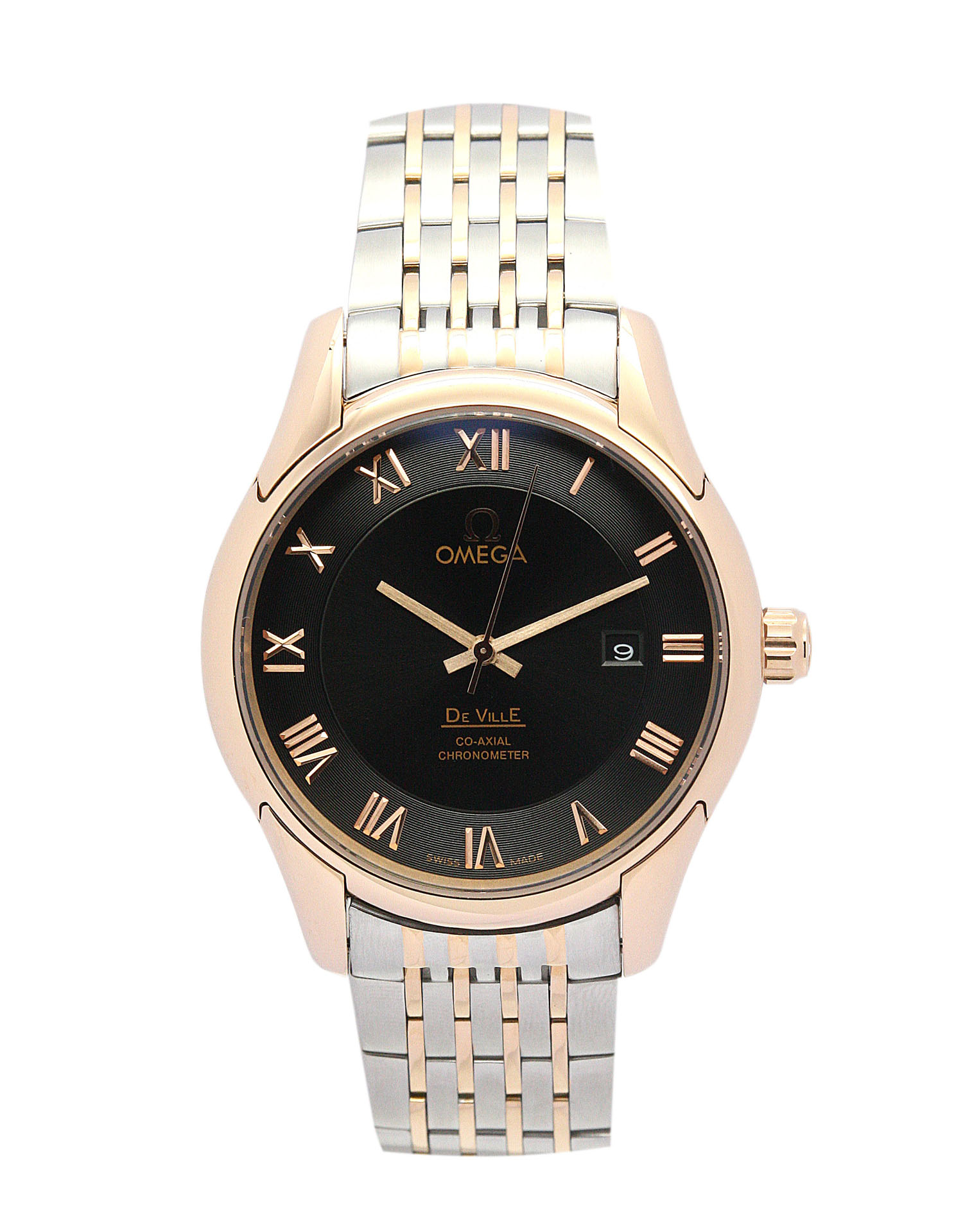 Omega De Ville Hour Vision 431.33.41.21.01.001 Automatic Co-Axial Rose Gold Steel Case Black Dial