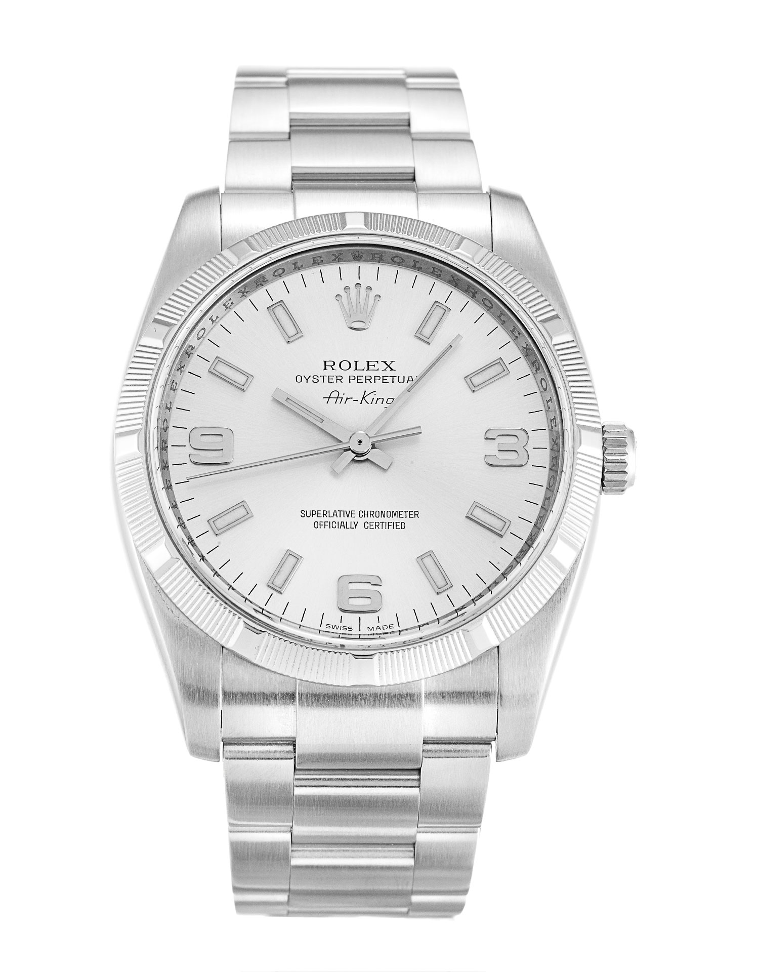 Rolex Air-King 114210 Replica Watch Automatic Movement Silver Dial Steel Case 34mm Unisex