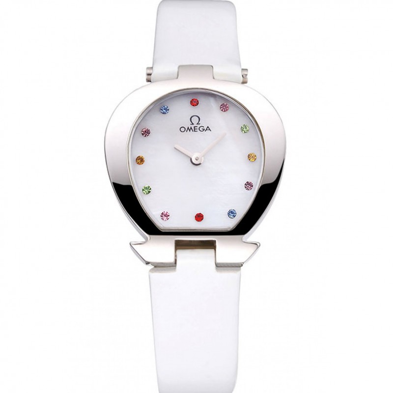 Omega Deville 622817 Replica Watch, Quartz, White Dial, Stainless Steel, Leather Strap
