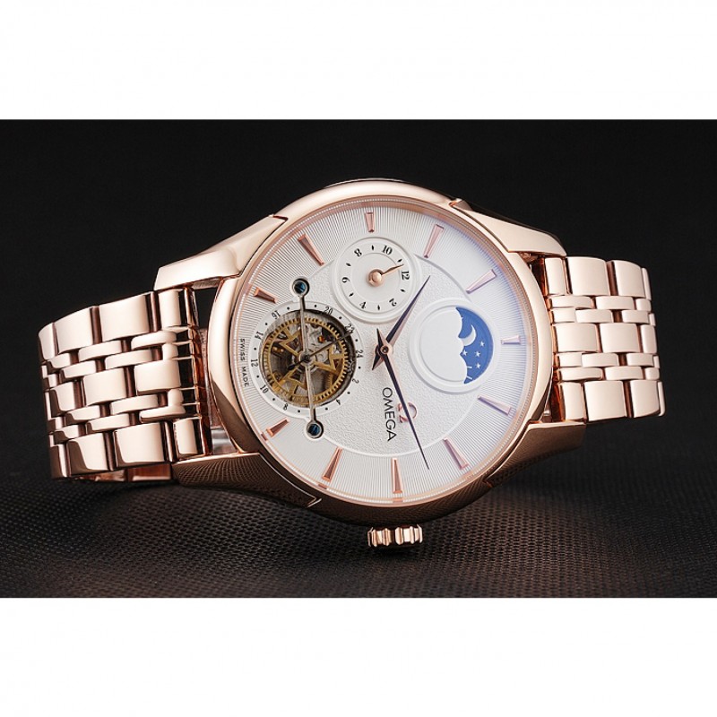 Omega De Ville Deville Replica Watch, Automatic Kinetic, 18k Rose-Gold Case, Sapphire Crystal