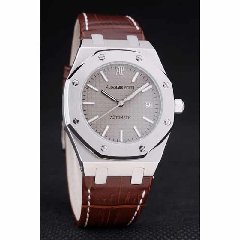 Audemars Piguet Royal Oak 3369 Replica Watch - Japanese Automatic, Brushed Steel Case, Brown Croc
