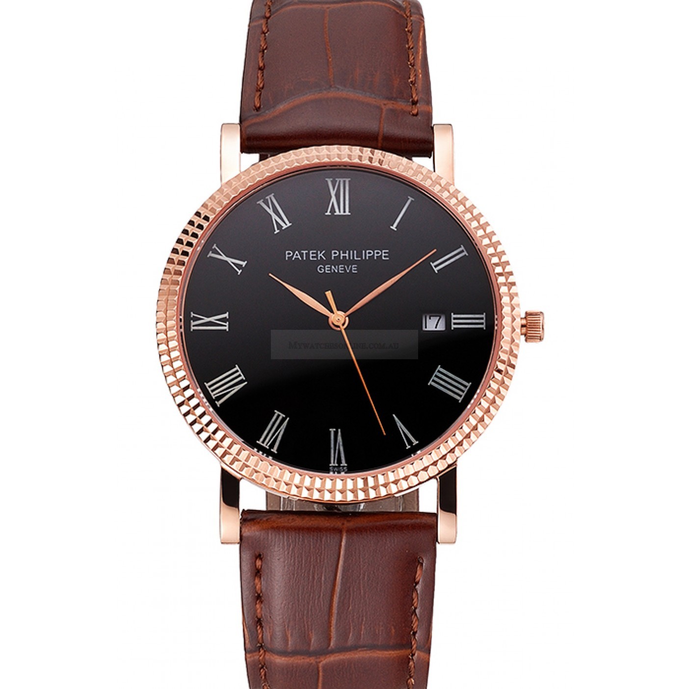 Patek Philippe Calatrava Replica Watch石英机芯，黑面，玫瑰金表壳 15202ST.OO.1240ST.01