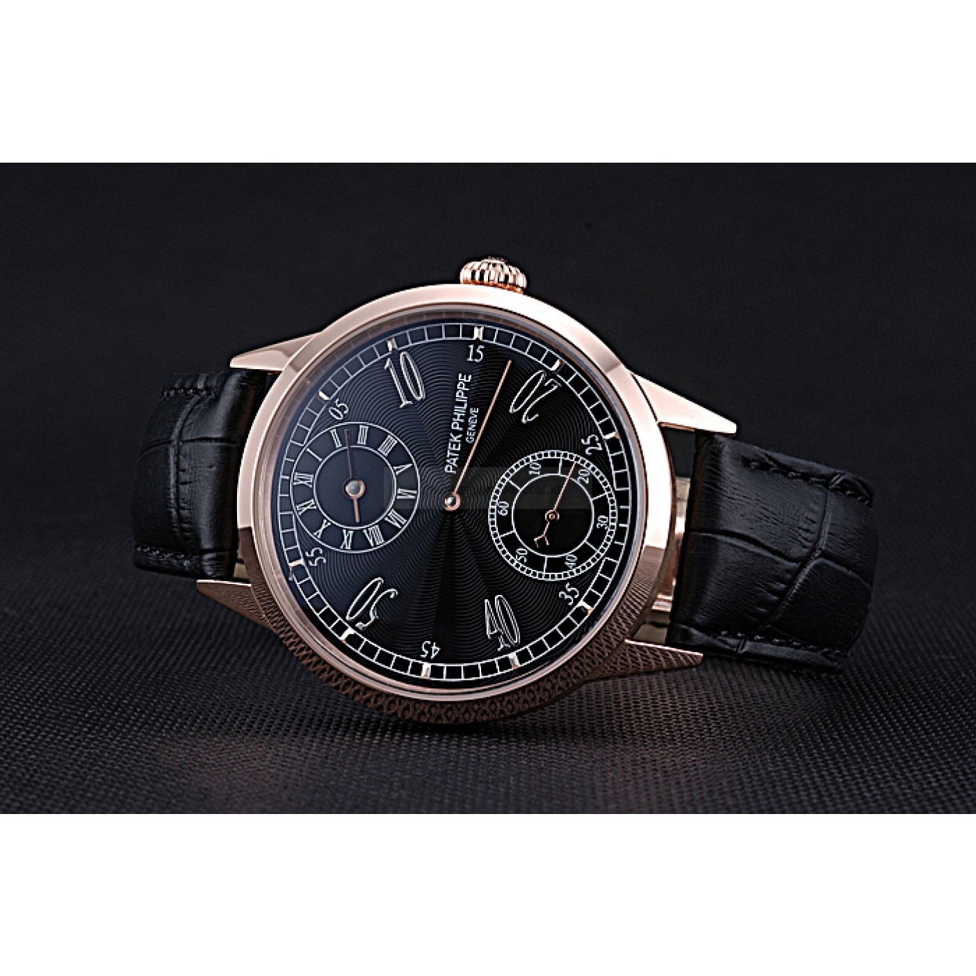 Patek Philippe Geneve Two 622146 - Automatic - Black Dial - 18k Rose-Gold Plated - Replica Watch