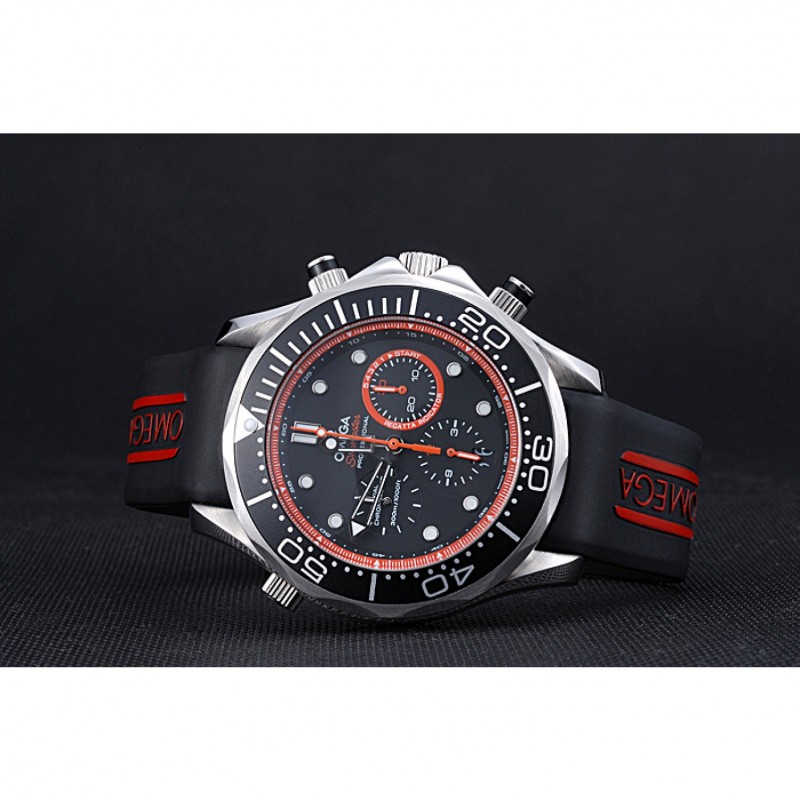 Omega Seamaster 622046 Replica Watch, Quartz, Black Dial, Brushed Steel Case, Chronograph, Sapphire