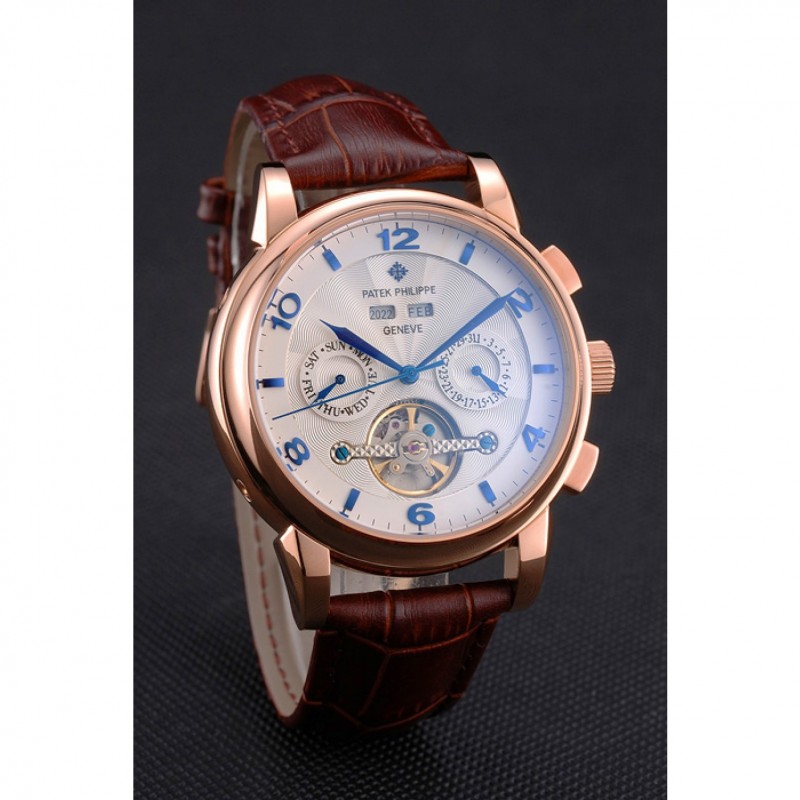 Patek Philippe Perpetual Complications Automatic 18k Rose-Gold Plated Case Replica Watch