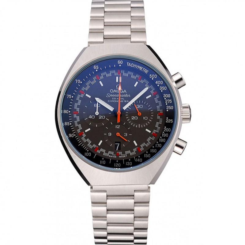 Omega Speedmaster Quartz Replica Watch, Japanese Movement, Polished Stainless Steel, Black Dial