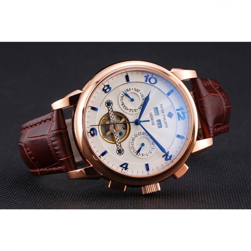 Patek Philippe Perpetual Complications Automatic 18k Rose-Gold Plated Case Replica Watch