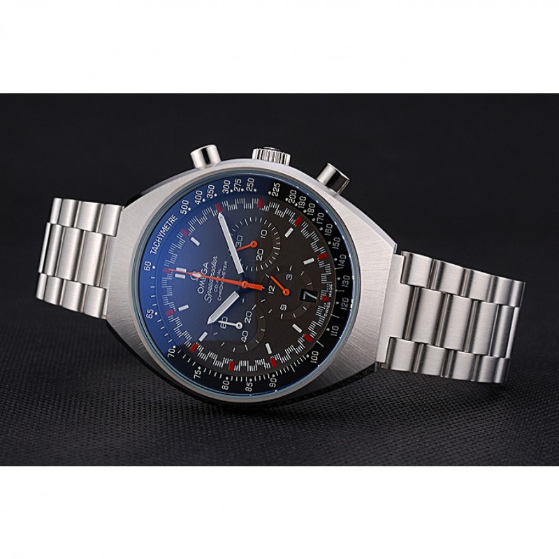 Omega Speedmaster Quartz Replica Watch, Japanese Movement, Polished Stainless Steel, Black Dial