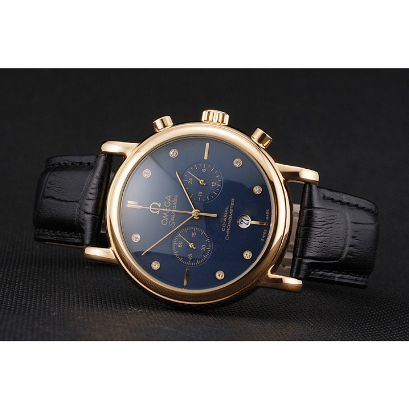 Omega Seamaster Quartz Battery, 18k Rose-Gold Plated Case, Blue Dial, Replica Watch
