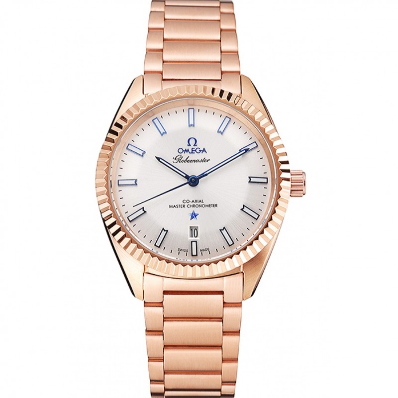 Omega Globemaster Constellation Quartz Battery Men's Watch Replica, 18k Rose-Gold Plated Case