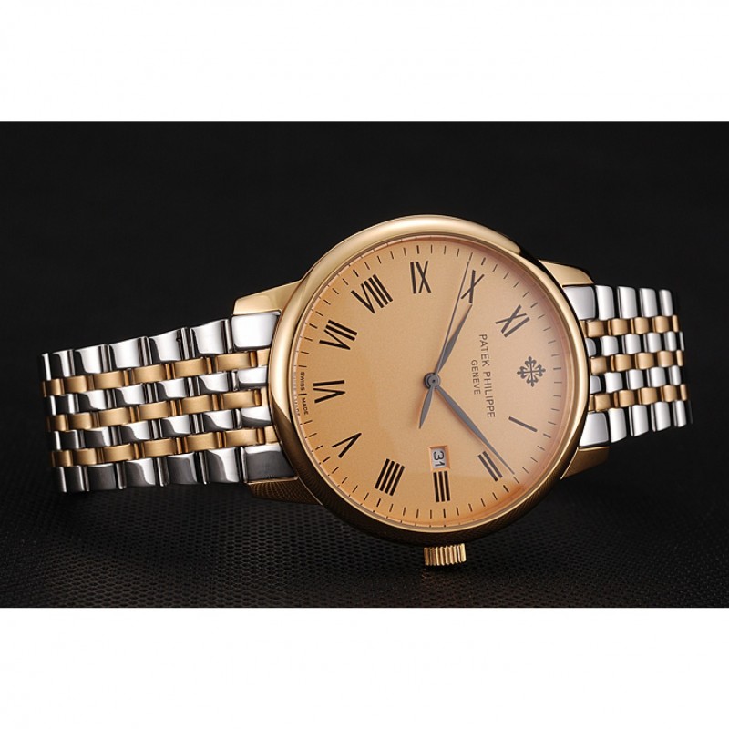 Patek Philippe Calatrava Replica Watch Quartz Battery Men's Gold Dial Stainless Steel Case