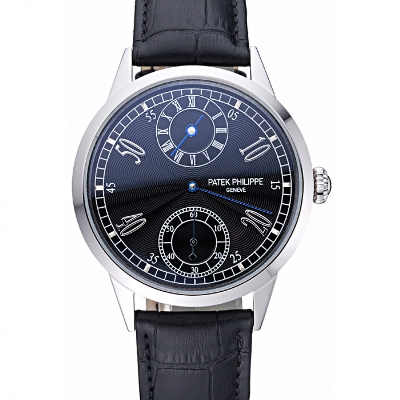 Patek Philippe Geneve Two 622145 Replica Watch, Automatic Movement, Black Dial, Stainless Steel