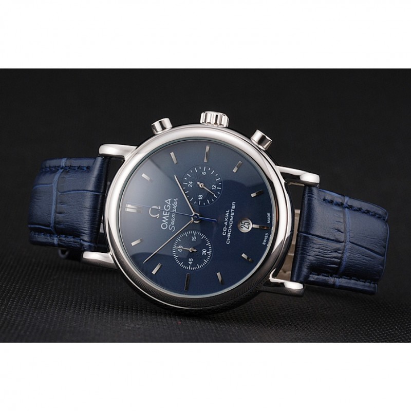 Omega Seamaster Replica Watch, Japanese Quartz Movement, Blue Dial, Polished Stainless Steel Case