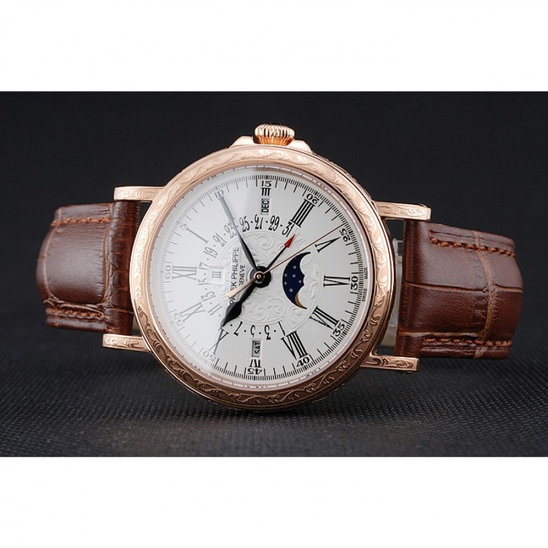 Patek Philippe Replica Watch, Quartz Movement, 18k Rose-Gold Plated, 1454148, Paisley Engraved Case
