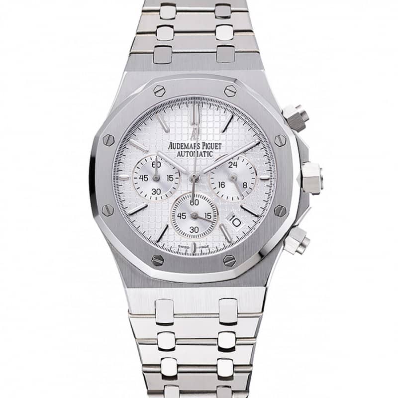 Audemars Piguet RO Chrono Replica Watch 1454024, Quartz, White Dial, SS Case, Butterfly Clasp