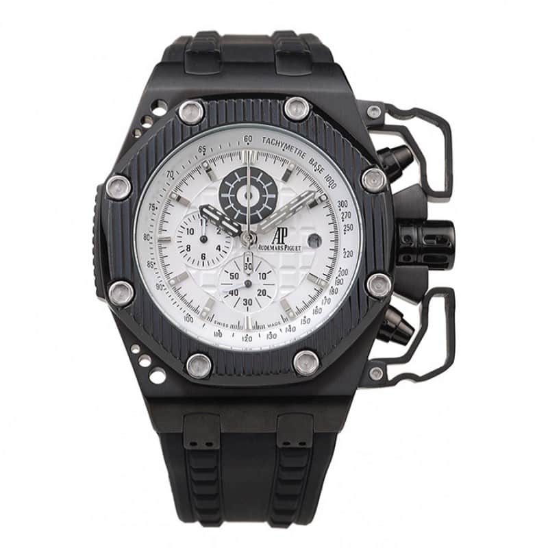 Audemars Piguet Royal Oak Offshore 3278 Replica Watch, White Dial, Black Rubber Strap, Chronograph