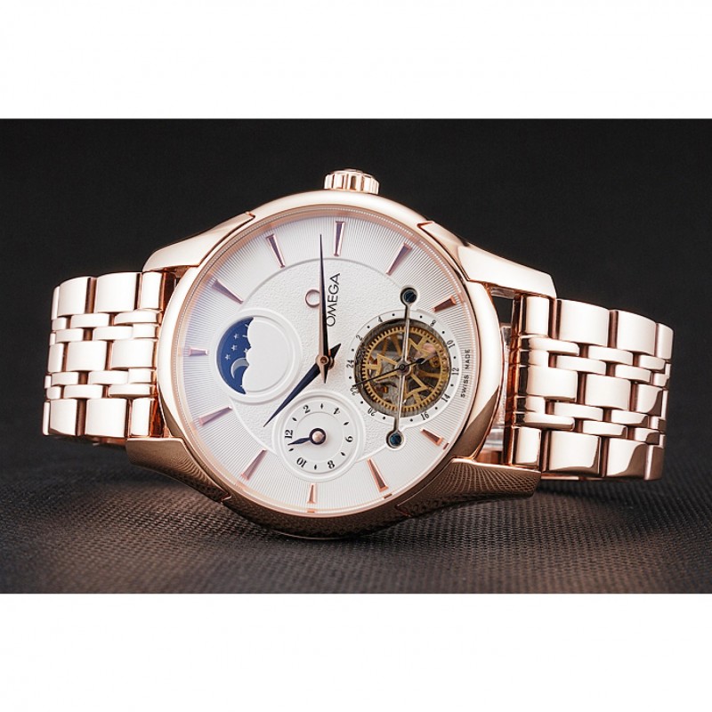 Omega De Ville Deville Replica Watch, Automatic Kinetic, 18k Rose-Gold Case, Sapphire Crystal