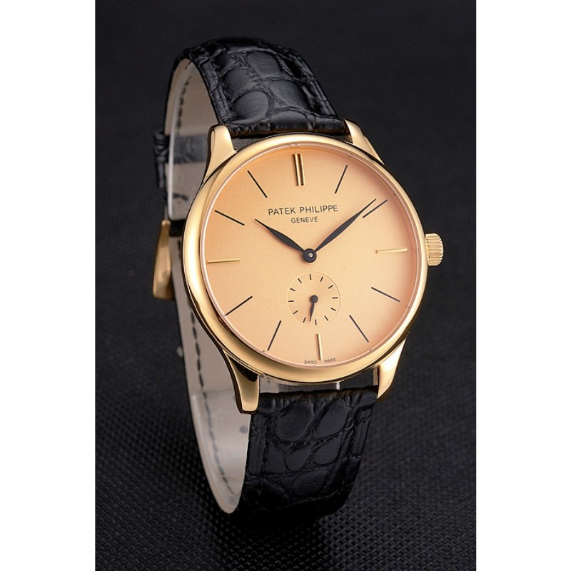 Patek Philippe Calatrava Replica Watch, Automatic Movement, 18k Yellow Gold Plated, Sapphire