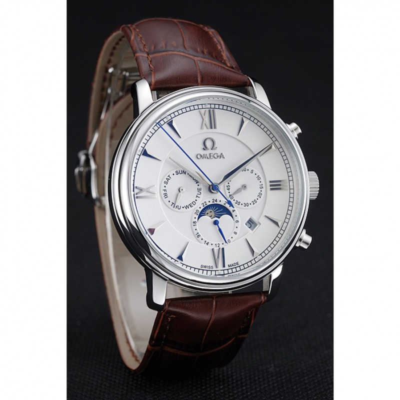 Omega De Ville Moonphase 1454226 Automatic Silver Dial Replica Watch
