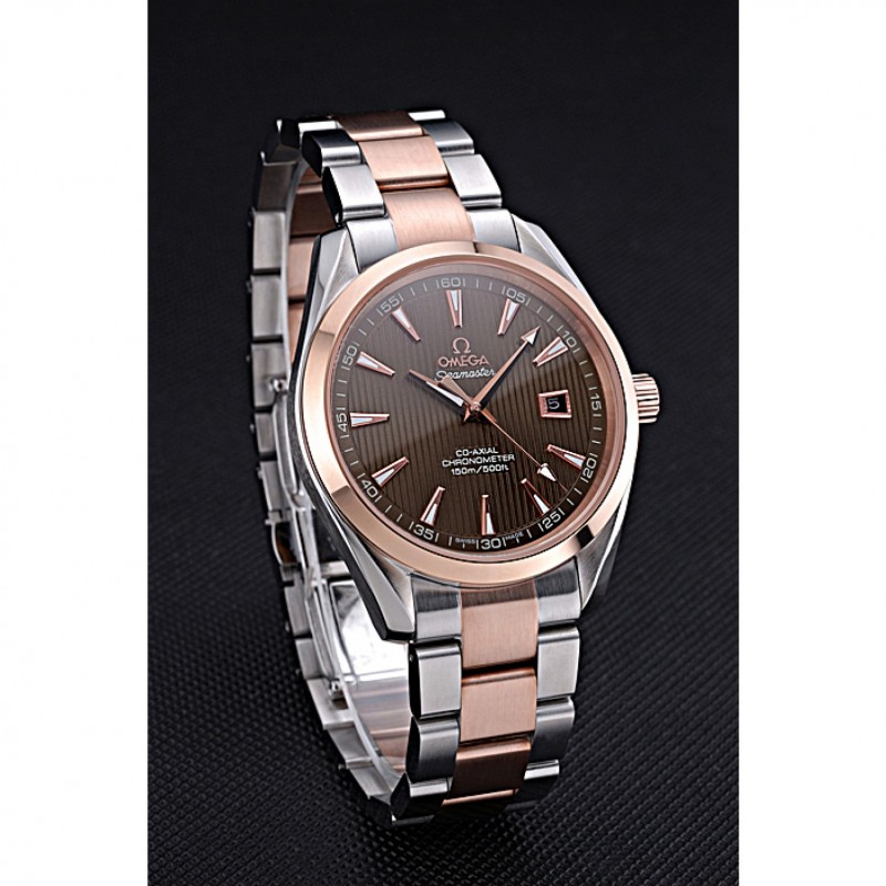 Omega Seamaster 622168 Replica Watch, Automatic Movement, Brown Dial, Brushed Stainless Steel Case