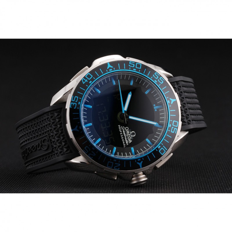 Omega Speedmaster Replica Watch, Quartz Movement, Blue Dial, Stainless Steel Case, Chronograph