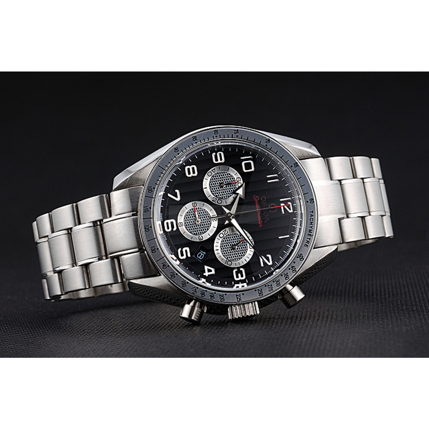 Omega Speedmaster Replica Watch 622523 Quartz Chronograph Black Dial Steel Case