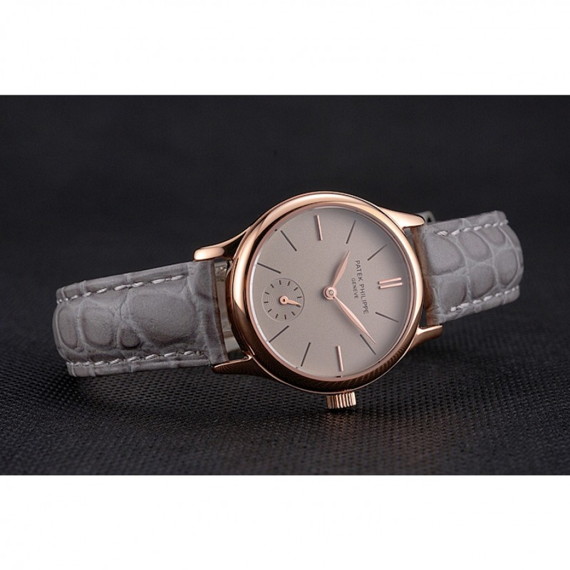 Patek Philippe Calatrava Replica Watch, Quartz, 18k Rose-Gold Plated, Grey Silver Dial, Women's