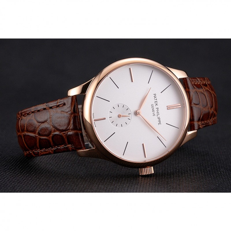 Patek Philippe Calatrava 05090055 Replica Watch, Automatic, White Dial, 18k Rose-Gold Plated Case &