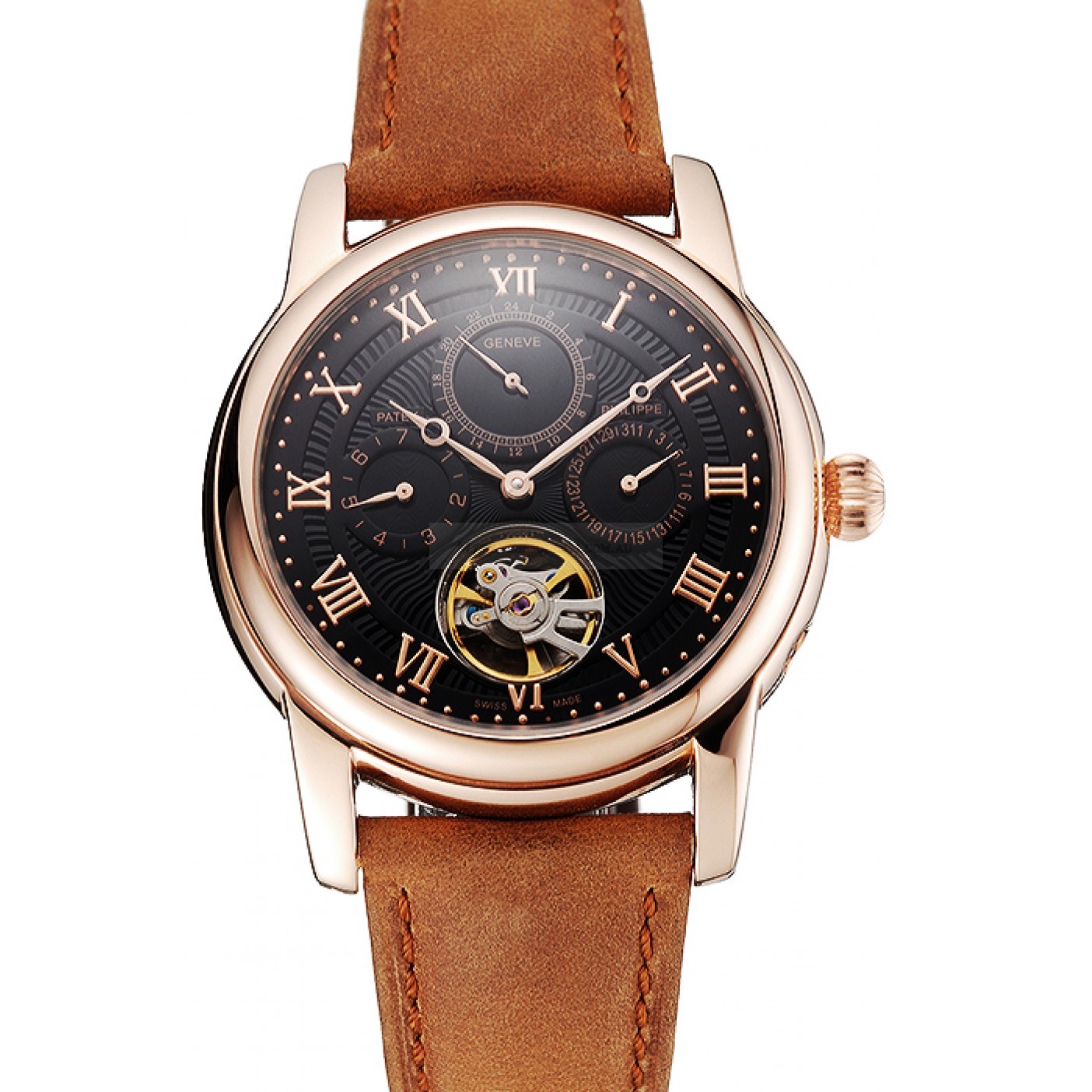 Patek Philippe GRAND COMPLICATIONS 1453814 Automatic Replica Watch, Men's, Black Dial, Leather