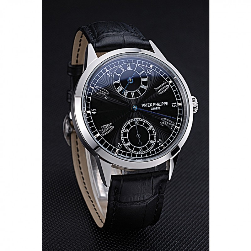 Patek Philippe Geneve Two 622145 Replica Watch, Automatic Movement, Black Dial, Stainless Steel