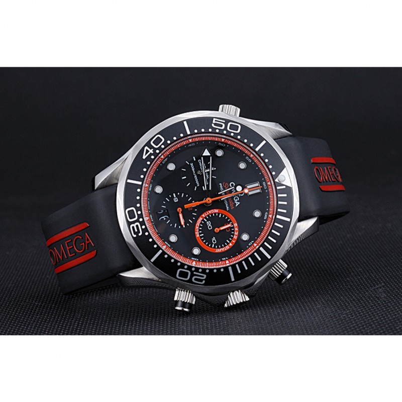 Omega Seamaster 622046 Replica Watch, Quartz, Black Dial, Brushed Steel Case, Chronograph, Sapphire