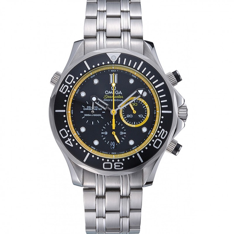 Omega Seamaster 622060 Replica Watch, Quartz, Black Dial, Stainless Steel Case & Bezel