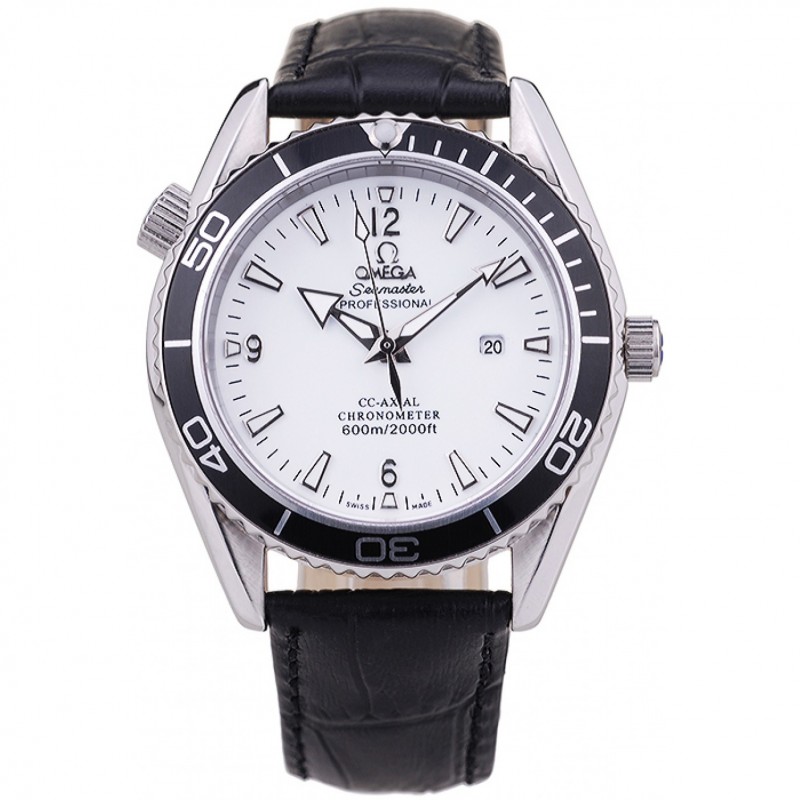 Omega Seamaster OM178 - Replica Watch - Japanese Quartz - Polished Stainless Steel Case - White