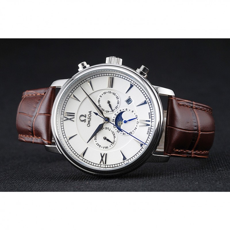 Omega De Ville Moonphase 1454226 Automatic Silver Dial Replica Watch