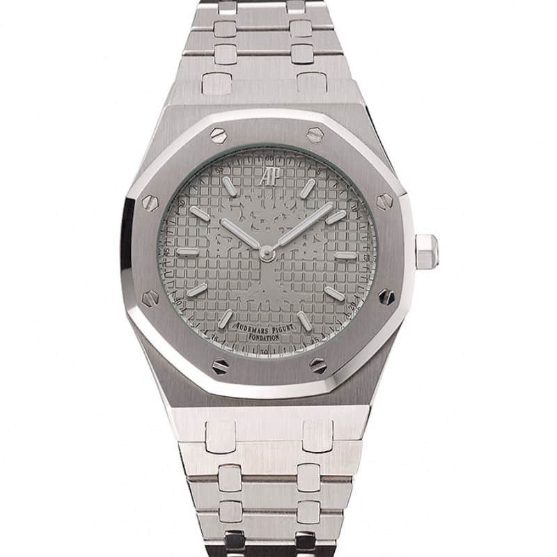 Audemars Piguet Royal Oak Replica Watch, Quartz Movement, Silver Dial, Brushed Steel Case, Model