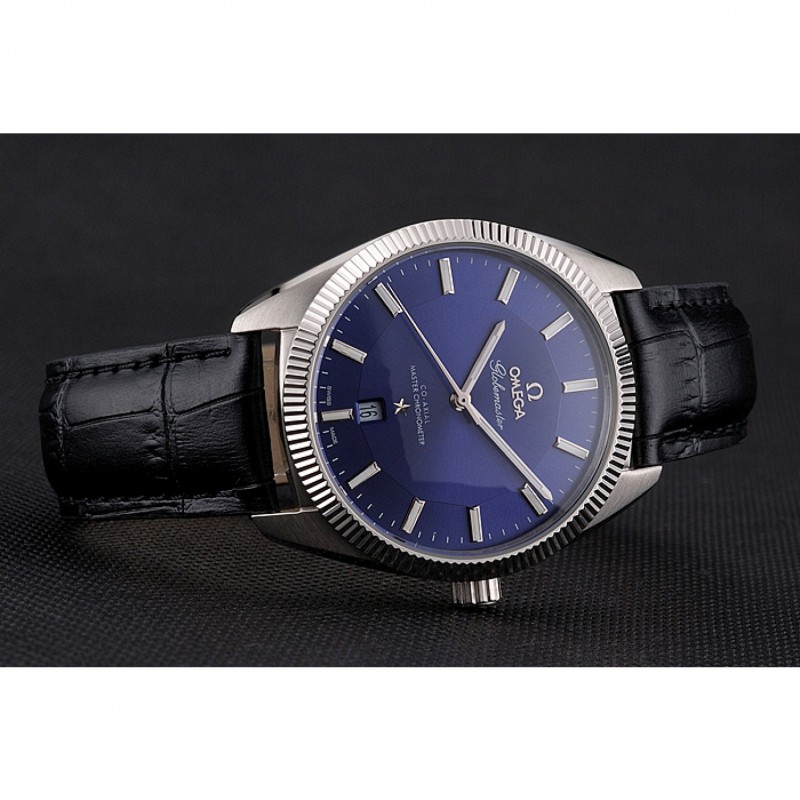 Omega Globemaster Replica Watch, Kinetic Auto, Blue Dial, Brushed SS Case, Model