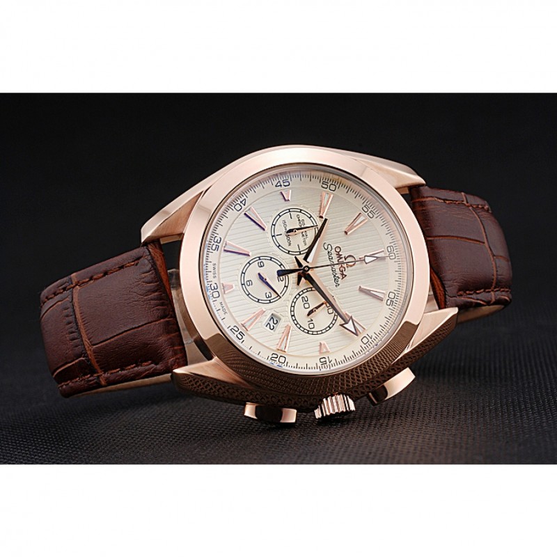 Omega Seamaster 622530 Replica Watch, White Dial, 18K Rose-Gold Plated Case & Bracelet