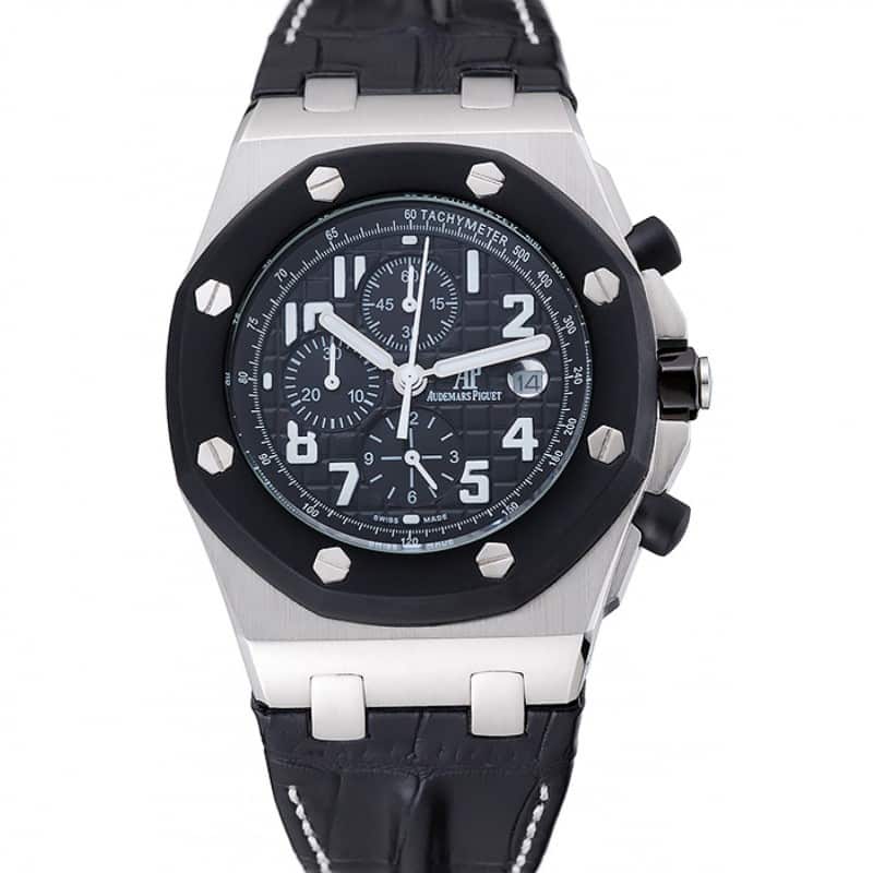 Audemars Piguet Royal Oak Offshore Replica Watch, Quartz Movement, Black Dial, Stainless Steel