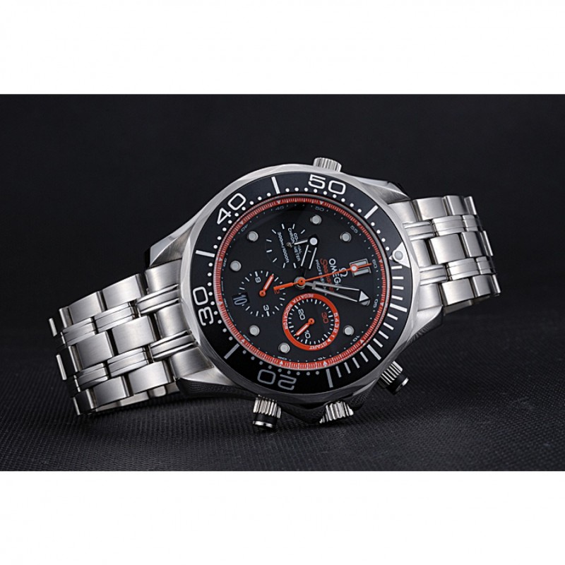 Omega Seamaster 622058 Replica Watch, Quartz Movement, Brushed Steel Case, Black Ceramic Bezel