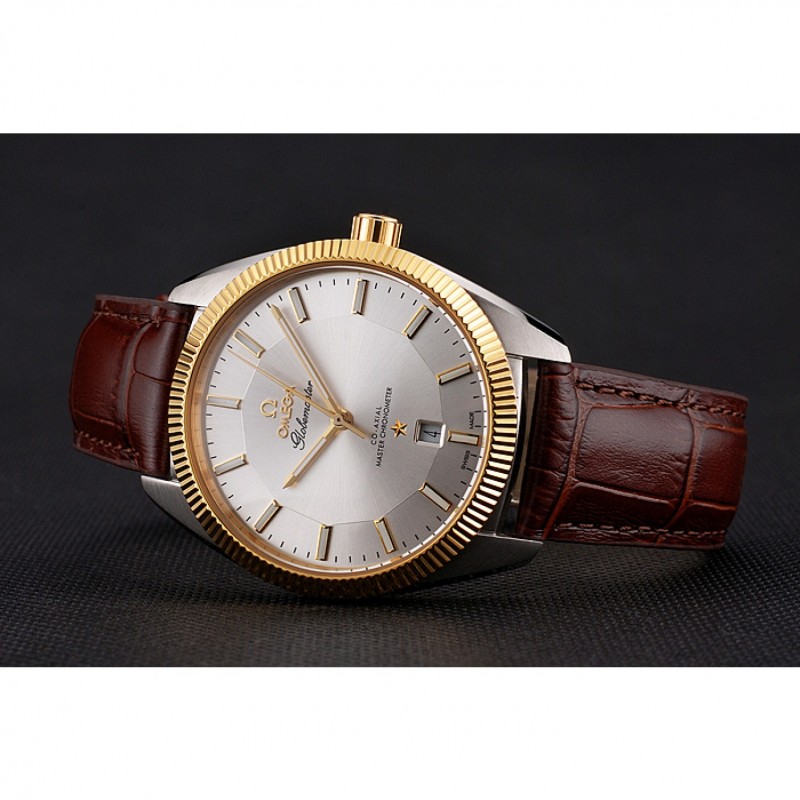 Omega Globemaster Constellation Automatic Watch, 48x40mm, 18k Yellow Gold Bezel, Brown Leather