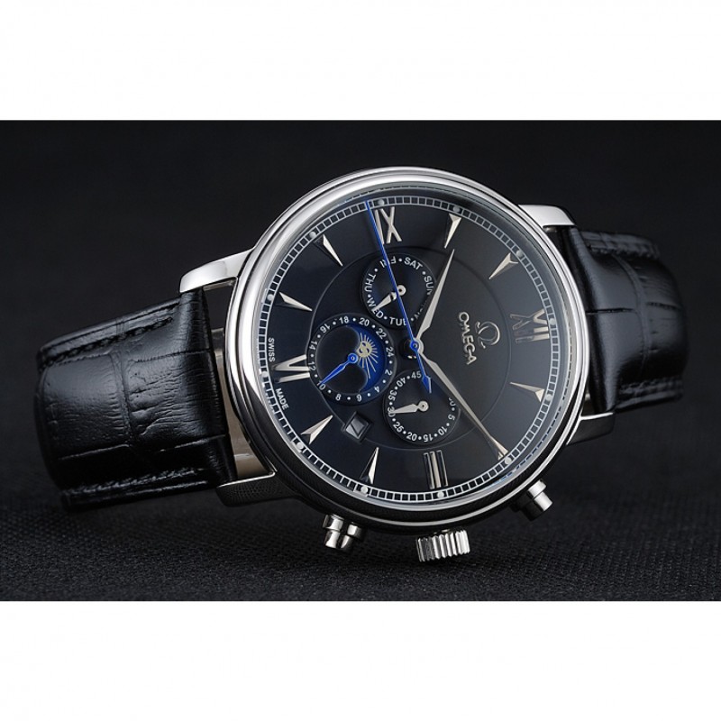 Omega De Ville Moonphase 1454225 Automatic Black Dial Replica Watch